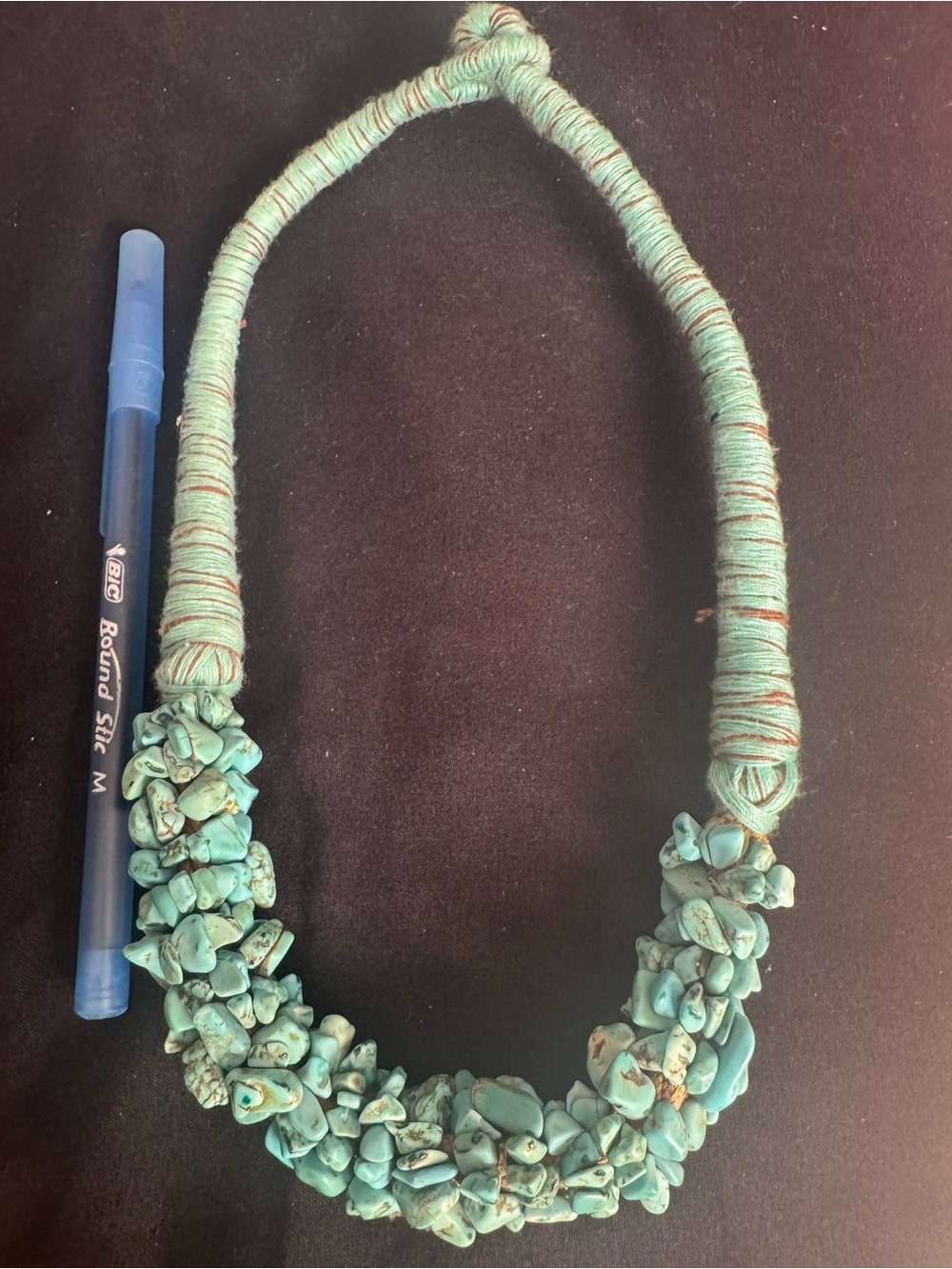 Turquoise Chip Statement Necklace - Green-Blue